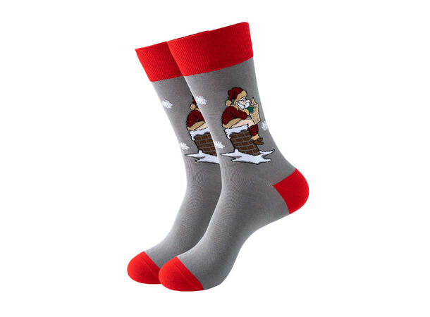 Sokk grå m/nisse i pipe 36-40 75% bomull, 22% polyester, 3% elastan 