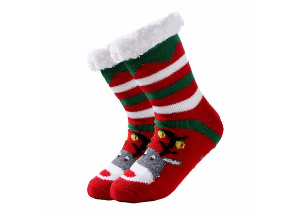 Sokk kose rød m/reinsdyr voksen 80% akryl, 20% polyester 