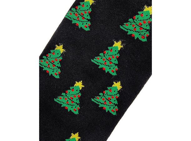 Sokk sort med juletre 41-47 75% bomull, 22% polyester, 3% elastan 