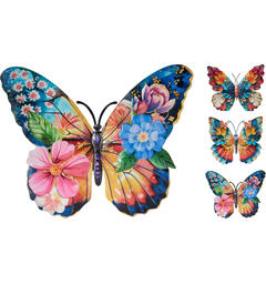 Sommerfugl metall veggdekor 31x25cm 3ass Forpk 24stk Vekt 135gr