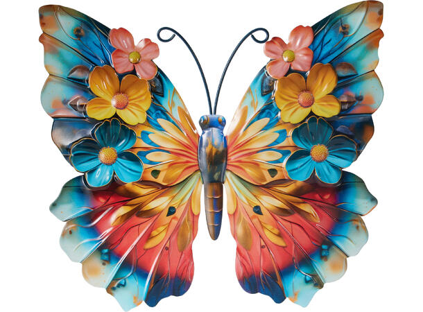 Sommerfugl metall veggdekor 31x25cm 3ass Vekt: 135gram 
