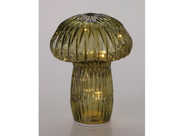 Sopp farget glass 15 LED 21cm 4ass Forpk 8stk Batteri 3xAAA Timer 6/18t 