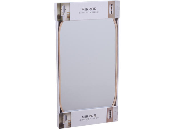 Speil ovalt 30x60 cm lys tre 