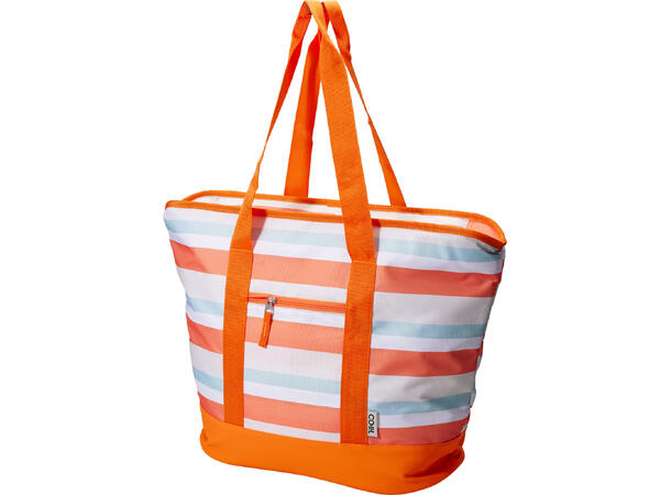 Strandbag kjøle stripet 52x40x38cm 2ass 24 liter PEVA-fór Frontlomme Hank 3x60cm 