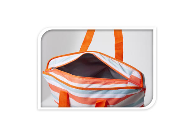 Strandbag kjøle stripet 52x40x38cm 2ass 24 liter PEVA-fór Frontlomme Hank 3x60cm 