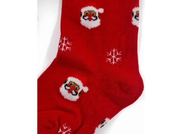 Strømpebukse barn rød m/nisse 2-4år 70% bomull, 27% polyester, 3% elastan 
