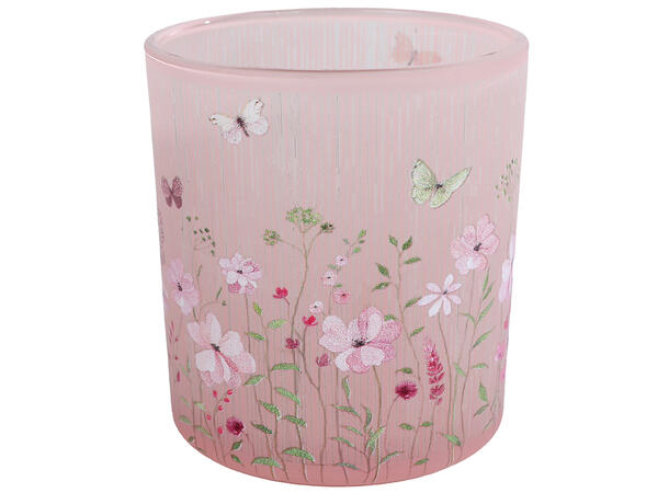 Telysglass rosa/grønn 7,5x8cm 2ass Forpk 12stk 