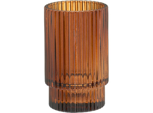 Telysholder glass stripet 6,2x9,8cm 2ass Display 12 stk 