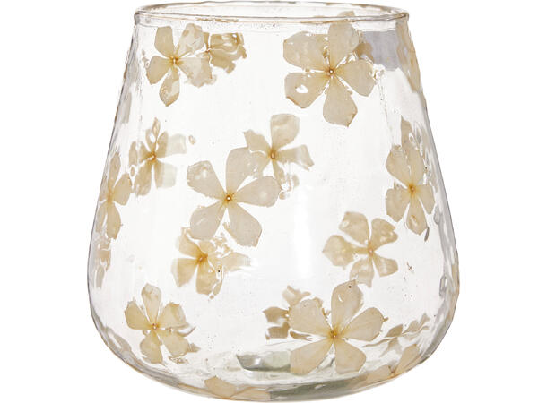 Telysholder m/blomstermosaikk glass 15cm 