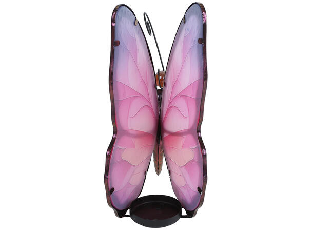 Telysholder sommerfugl glass/metall 25cm Rosa 17,5x14x25cm 