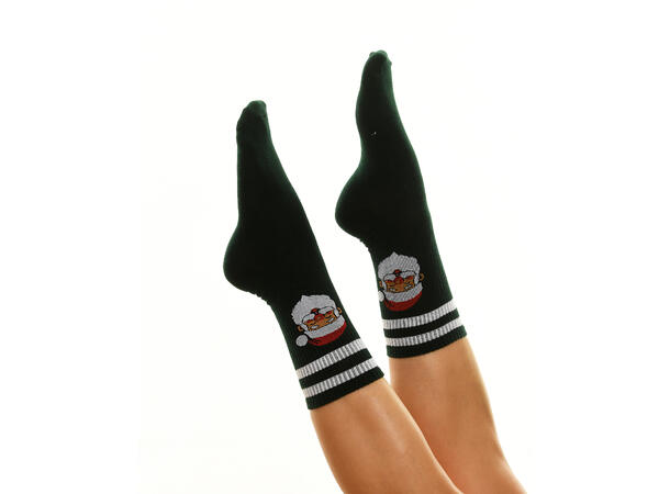 Tennissokk grønn m/nisse 36-40 75% bomull, 22% polyester, 3% elastan 