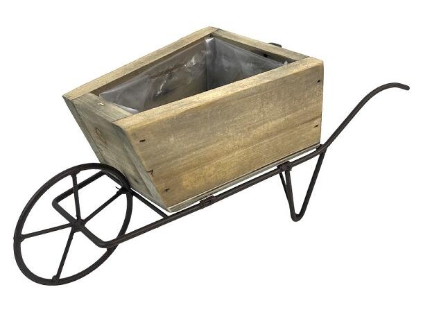 Trillebår natur tre/metall 48x19,5x19cmx Forpk 4stk Med plast 