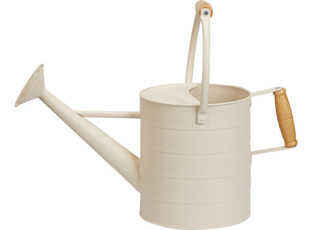 Vannkanne krem metall 42x17x19cm Trehåndtak på topp og side. 