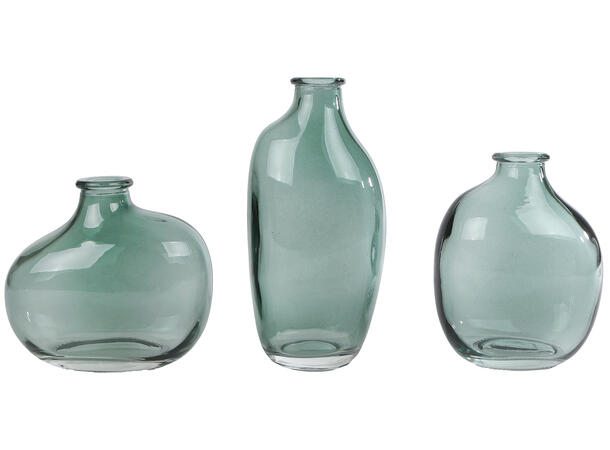 Vase 3 stk i sett blålig glass 33x16x6cm 
