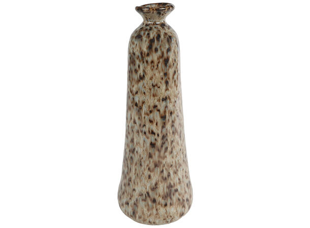 Vase beige/brun spettet keramikk h:31cm Forpakn.2stk 