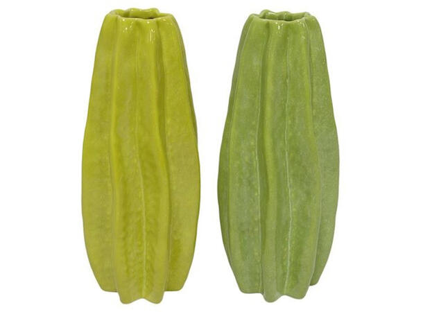 Vase grønn porselen 12x12x26cm 2ass 