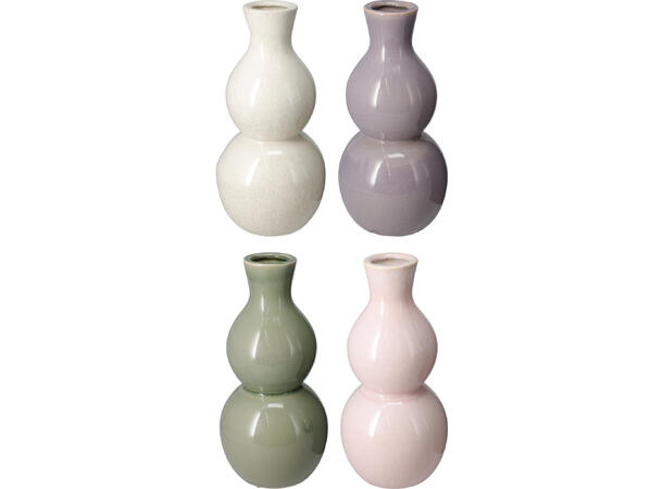 Vase keramikk pastell 14x29,5cm 4asx Forpk 4stk 