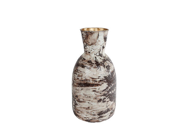 Vase krem/brun mosaikk metall 11x20x38cm 