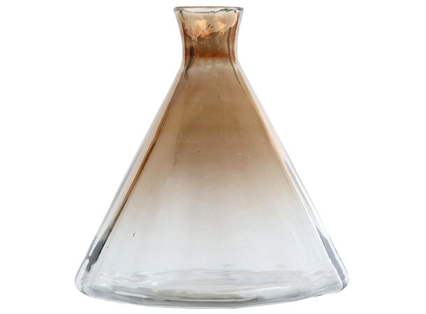 Vase pyramide brunlig glass 18x18x18cm 