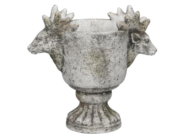 Vase reinsdyr gråbrun sement 24x14x22cm 