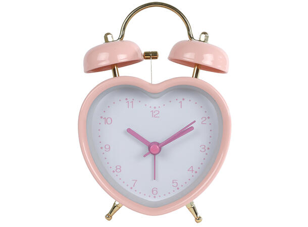 Vekkerklokke rosa/rød hjerte 9x13cm 2ass Batteri: 1xAA 