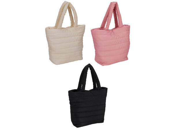 Veske 30x16x36,5cm m/magnetlås 3 ass Sort, offwhite, dus rosa. 