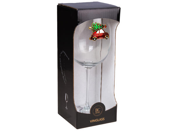 Vinglass blankt m/dekor rød bil h:22,5cm Volum: 480ml. Kommer i gaveeske. Forpk 6 