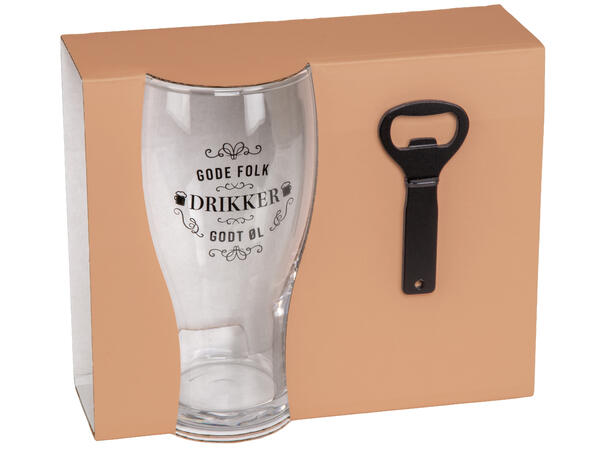 Ølglass m/åpner Gode folk..øl 0,5L 16cm Volum: 570ml. Tåler oppvaskmaskin 