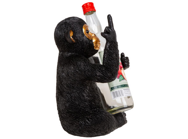 Apekatt holder vinflaske sort 22x27,5cm Polyresin 