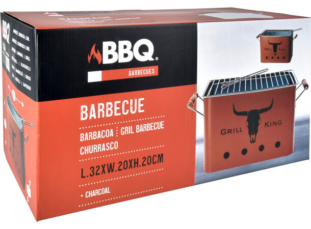 BBQ Grill 32x20x20cm matt oransje m/sort Med håndtak 