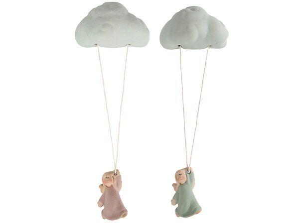 Baby med sky med veggheng 12,5x30cm 2ass Forpk 8stk Keramikk 