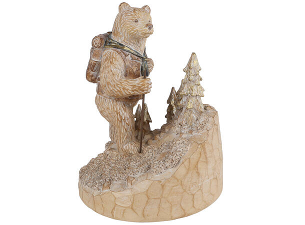 Bjørn vandring brun polyresin 16x17,5cm 