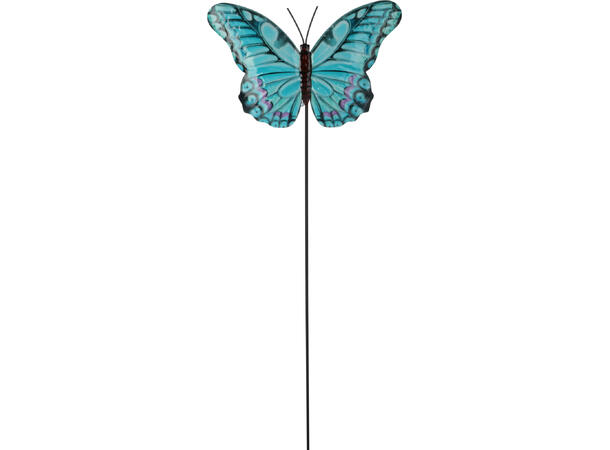Blomsterpinne sommerfugl metal 66cm 6ass Selges kun forpakning 24stk Vekt:100gr 