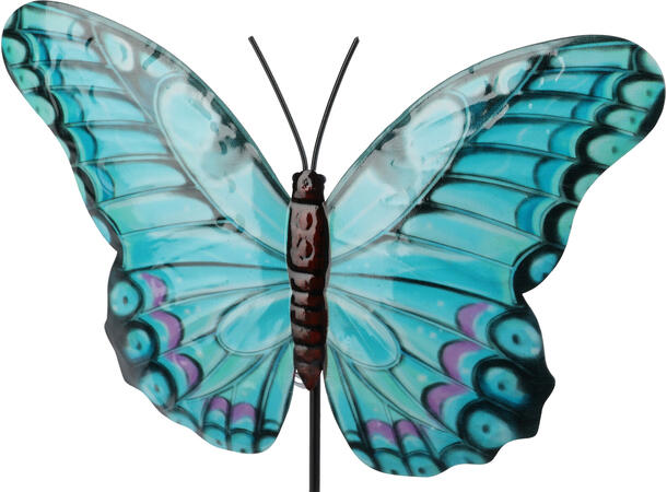 Blomsterpinne sommerfugl metal 66cm 6ass Selges kun forpakning 24stk Vekt:100gr 