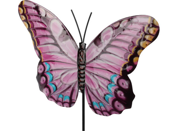 Blomsterpinne sommerfugl metal 66cm 6ass Selges kun forpakning 24stk Vekt:100gr 