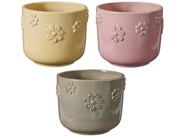 Blomsterpotte blomster 12,5x14,5cm 3ass Porselen 