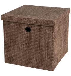 Boks m/lokk brun soft cord 30x30x28cm Sammenleggbar