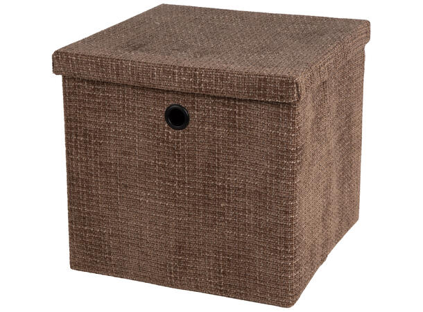 Boks m/lokk brun soft cord 30x30x28cm Sammenleggbar 