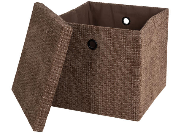 Boks m/lokk brun soft cord 30x30x28cm Sammenleggbar 