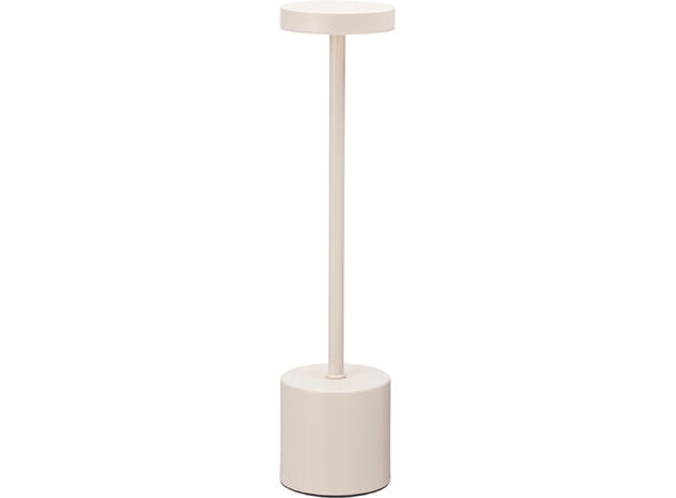 Bordlampe LED krem metall 8x34cm Dimbart varm/kald/mikset lys, USB inkl 