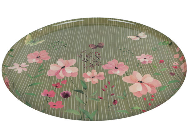 Brett grønn/rosa metall 34x34cm 2ass 