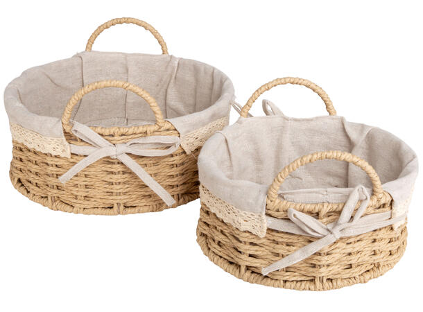 Brødkurv flettet m/stoff 25x10cm s/2 20x10cm 25x10cm 
