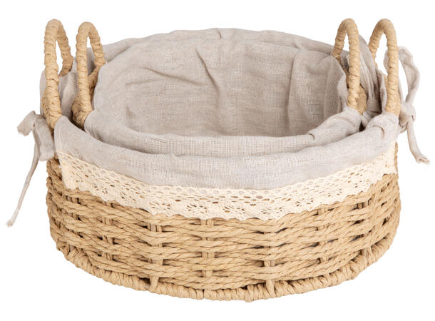 Brødkurv flettet m/stoff 25x10cm s/2 20x10cm 25x10cm 