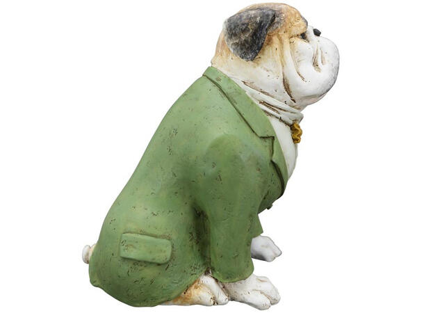 Bulldogge grønn jakke 22x12x23cm Polyresin 
