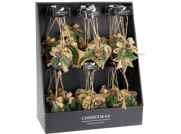 Dekor ass juledekor champagne 10cm 3ass Display med 36stk 
