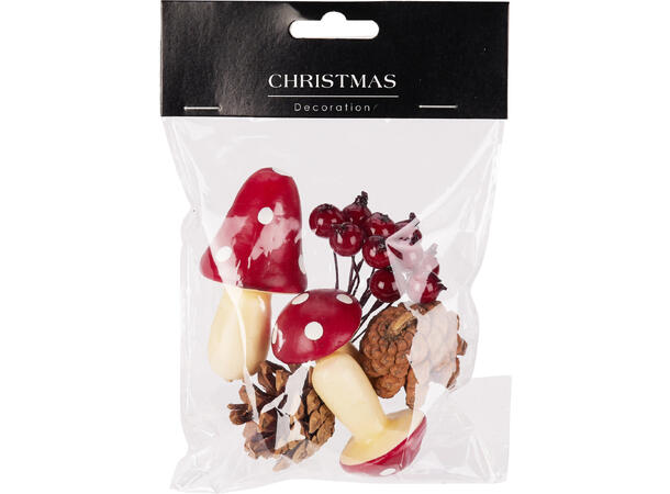 Dekor miks frukt/kongle/sopp 6ass Display 36stk 