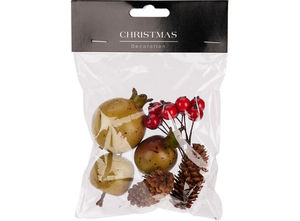 Dekor miks frukt/kongle/sopp 6ass Display 36stk 