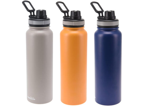 Drikkeflaske termo 1L h:25,5cm 3ass blå,oker,grå 