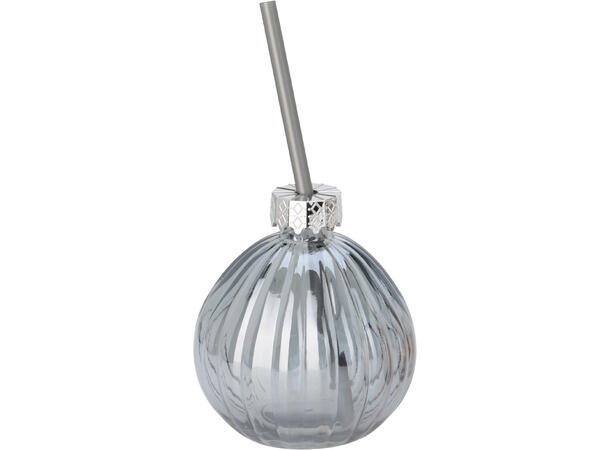 Drikkeglass i glass 200ml julefarge 6ass 24ass:15 Julekuler og 9 stjerner+Sugerør 
