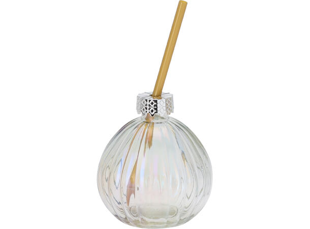Drikkeglass i glass 200ml julefarge 6ass 24ass:15 Julekuler og 9 stjerner+Sugerør 